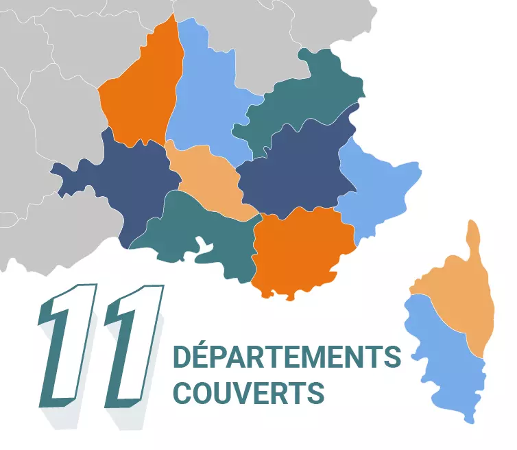 11 départements couverts